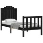 Single bed frame with black solid wood headboard by vidaXL, Beds and slatted bases - Ref: Foro24-3192260, Price: 131,78 €, Di...