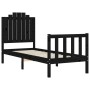 Single bed frame with black solid wood headboard by vidaXL, Beds and slatted bases - Ref: Foro24-3192260, Price: 131,78 €, Di...