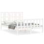 Estructura cama de matrimonio con cabecero madera maciza blanco de vidaXL, Camas y somieres - Ref: Foro24-3192207, Precio: 16...