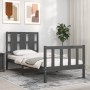 Gray solid wood bed frame with headboard 90x190 cm by vidaXL, Beds and slatted bases - Ref: Foro24-3192198, Price: 103,99 €, ...