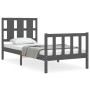 Gray solid wood bed frame with headboard 90x190 cm by vidaXL, Beds and slatted bases - Ref: Foro24-3192198, Price: 103,99 €, ...