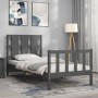 Gray solid wood bed frame with headboard 90x190 cm by vidaXL, Beds and slatted bases - Ref: Foro24-3192198, Price: 103,99 €, ...