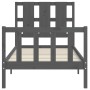 Gray solid wood bed frame with headboard 90x190 cm by vidaXL, Beds and slatted bases - Ref: Foro24-3192198, Price: 103,99 €, ...