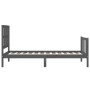 Estructura de cama con cabecero madera maciza gris 90x190 cm de vidaXL, Camas y somieres - Ref: Foro24-3192198, Precio: 103,9...