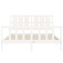 Estructura de cama matrimonio con cabecero madera maciza blanco de vidaXL, Camas y somieres - Ref: Foro24-3192237, Precio: 15...