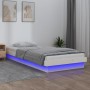 Estructura de cama con LED madera maciza blanca 100x200 cm de vidaXL, Camas y somieres - Ref: Foro24-832704, Precio: 210,71 €...