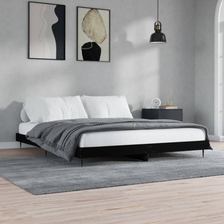 Estructura de cama madera de ingeniería negra 120x200 cm de vidaXL, Camas y somieres - Ref: Foro24-832254, Precio: 106,99 €, ...