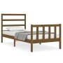 Honey brown solid wood bed frame with headboard 90x200cm by vidaXL, Beds and slatted bases - Ref: Foro24-3191894, Price: 112,...