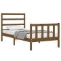 Honey brown solid wood bed frame with headboard 90x200cm by vidaXL, Beds and slatted bases - Ref: Foro24-3191894, Price: 112,...