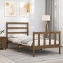 Honey brown solid wood bed frame with headboard 90x200cm by vidaXL, Beds and slatted bases - Ref: Foro24-3191894, Price: 112,...