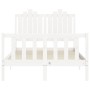 Estructura cama de matrimonio con cabecero madera maciza blanco de vidaXL, Camas y somieres - Ref: Foro24-3192267, Precio: 15...