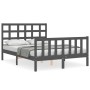 Estructura de cama matrimonio con cabecero madera maciza gris de vidaXL, Camas y somieres - Ref: Foro24-3192073, Precio: 151,...