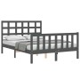 Estructura de cama matrimonio con cabecero madera maciza gris de vidaXL, Camas y somieres - Ref: Foro24-3192073, Precio: 151,...