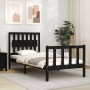 Bed frame with black solid wood headboard 90x200 cm by vidaXL, Beds and slatted bases - Ref: Foro24-3192415, Price: 153,00 €,...