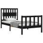 Bed frame with black solid wood headboard 90x200 cm by vidaXL, Beds and slatted bases - Ref: Foro24-3192415, Price: 153,00 €,...