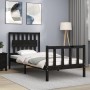 Bed frame with black solid wood headboard 90x200 cm by vidaXL, Beds and slatted bases - Ref: Foro24-3192415, Price: 153,00 €,...