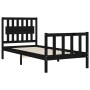 Bed frame with black solid wood headboard 90x200 cm by vidaXL, Beds and slatted bases - Ref: Foro24-3192415, Price: 153,00 €,...