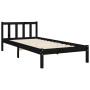 Bed frame with black solid wood headboard 90x200 cm by vidaXL, Beds and slatted bases - Ref: Foro24-3192415, Price: 153,00 €,...