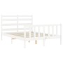 Double bed frame with white solid wood headboard by vidaXL, Beds and slatted bases - Ref: Foro24-3192007, Price: 137,26 €, Di...