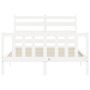 Double bed frame with white solid wood headboard by vidaXL, Beds and slatted bases - Ref: Foro24-3192007, Price: 137,26 €, Di...