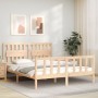 Double bed frame with solid wood headboard by vidaXL, Beds and slatted bases - Ref: Foro24-3192431, Price: 170,56 €, Discount: %