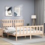 Double bed frame with solid wood headboard by vidaXL, Beds and slatted bases - Ref: Foro24-3192431, Price: 170,56 €, Discount: %