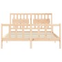 Double bed frame with solid wood headboard by vidaXL, Beds and slatted bases - Ref: Foro24-3192431, Price: 170,56 €, Discount: %