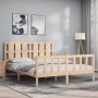 Double bed frame with solid wood headboard by vidaXL, Beds and slatted bases - Ref: Foro24-3192236, Price: 160,07 €, Discount: %