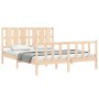 Double bed frame with solid wood headboard by vidaXL, Beds and slatted bases - Ref: Foro24-3192236, Price: 160,07 €, Discount: %