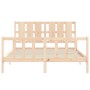 Double bed frame with solid wood headboard by vidaXL, Beds and slatted bases - Ref: Foro24-3192236, Price: 160,07 €, Discount: %