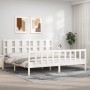 White solid wood bed frame with headboard 200x200 cm by vidaXL, Beds and slatted bases - Ref: Foro24-3192252, Price: 159,12 €...