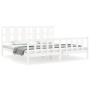 White solid wood bed frame with headboard 200x200 cm by vidaXL, Beds and slatted bases - Ref: Foro24-3192252, Price: 159,12 €...