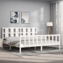 White solid wood bed frame with headboard 200x200 cm by vidaXL, Beds and slatted bases - Ref: Foro24-3192252, Price: 159,12 €...