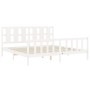 White solid wood bed frame with headboard 200x200 cm by vidaXL, Beds and slatted bases - Ref: Foro24-3192252, Price: 159,12 €...