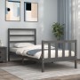 Estructura de cama con cabecero madera maciza gris 90x200 cm de vidaXL, Camas y somieres - Ref: Foro24-3191893, Precio: 109,2...