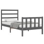 Estructura de cama con cabecero madera maciza gris 90x200 cm de vidaXL, Camas y somieres - Ref: Foro24-3191893, Precio: 109,2...