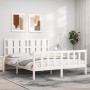 White solid wood bed frame with headboard 160x200 cm by vidaXL, Beds and slatted bases - Ref: Foro24-3192242, Price: 174,99 €...