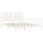 White solid wood bed frame with headboard 160x200 cm by vidaXL, Beds and slatted bases - Ref: Foro24-3192242, Price: 174,99 €...