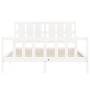 White solid wood bed frame with headboard 160x200 cm by vidaXL, Beds and slatted bases - Ref: Foro24-3192242, Price: 174,99 €...