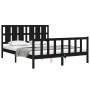 Estructura cama de matrimonio con cabecero madera maciza negro de vidaXL, Camas y somieres - Ref: Foro24-3192240, Precio: 193...