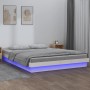 Estructura de cama con LED madera maciza blanco 135x190 cm de vidaXL, Camas y somieres - Ref: Foro24-832754, Precio: 231,38 €...