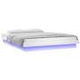 Estructura de cama con LED madera maciza blanco 135x190 cm de vidaXL, Camas y somieres - Ref: Foro24-832754, Precio: 231,38 €...