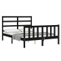 Estructura cama de matrimonio con cabecero madera maciza negro de vidaXL, Camas y somieres - Ref: Foro24-3191885, Precio: 158...