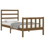 Estructura cama con cabecero madera maciza marrón miel 90x190cm de vidaXL, Camas y somieres - Ref: Foro24-3191874, Precio: 13...