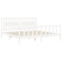 White solid wood bed frame with headboard 200x200 cm by vidaXL, Beds and slatted bases - Ref: Foro24-3192447, Price: 178,26 €...