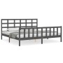 Gray solid wood bed frame with headboard 200x200 cm by vidaXL, Beds and slatted bases - Ref: Foro24-3192123, Price: 163,82 €,...