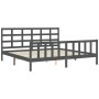 Gray solid wood bed frame with headboard 200x200 cm by vidaXL, Beds and slatted bases - Ref: Foro24-3192123, Price: 163,82 €,...