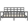 Gray solid wood bed frame with headboard 200x200 cm by vidaXL, Beds and slatted bases - Ref: Foro24-3192123, Price: 163,82 €,...