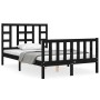 Double bed frame with black solid wood headboard by vidaXL, Beds and slatted bases - Ref: Foro24-3191945, Price: 166,47 €, Di...