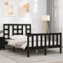 Double bed frame with black solid wood headboard by vidaXL, Beds and slatted bases - Ref: Foro24-3191945, Price: 166,47 €, Di...